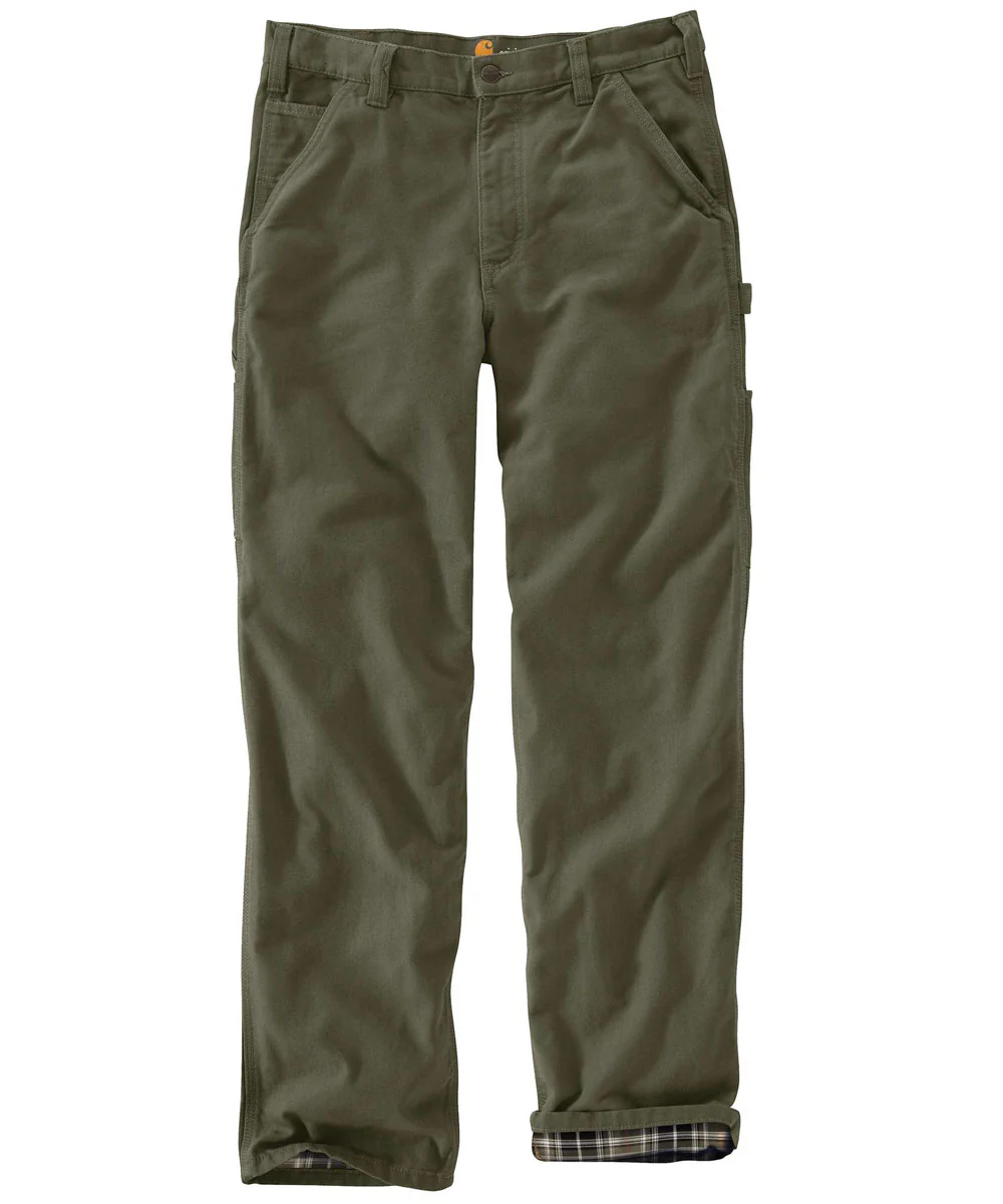 Carhartt B111 Washed Duck Flannel-Lined Work Dungaree - Moss - Image 2