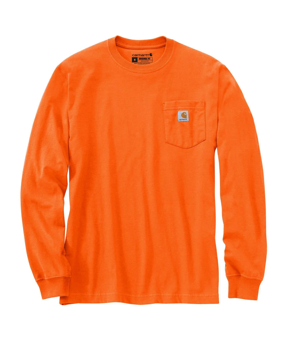 Carhartt K126 Long Sleeve Workwear T-Shirt - Bright Orange - Image 2
