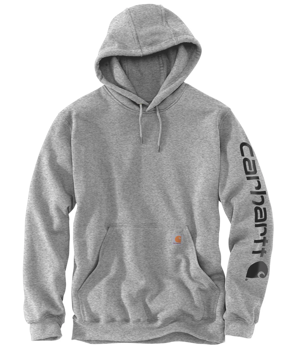 Carhartt Midweight Logo Hooded Sweatshirt - Heather Grey/Black - Image 2