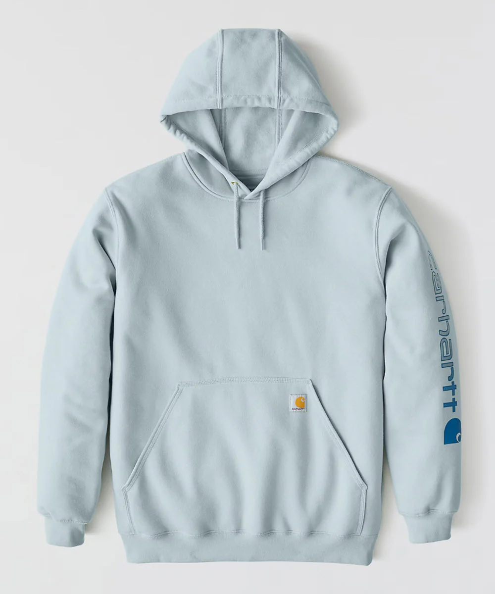 Carhartt Midweight Logo Hooded Sweatshirt - Early Fog - Image 2
