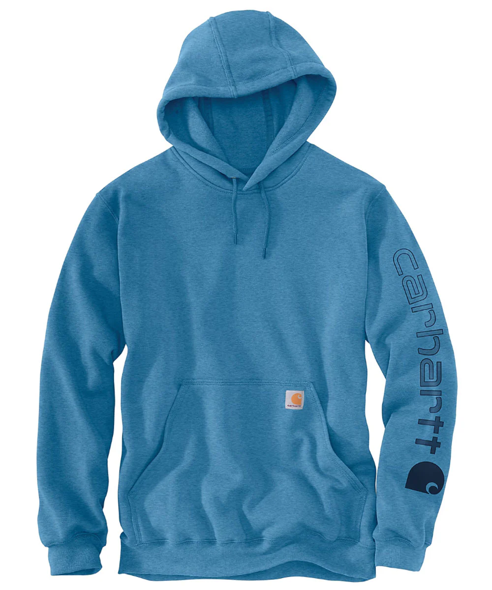Carhartt Midweight Logo Hooded Sweatshirt - Horizon Blue Heather - Image 2