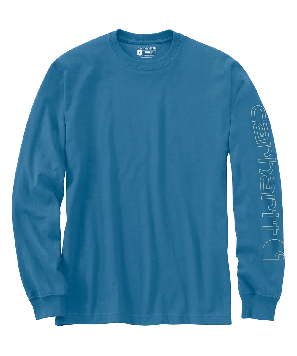 Carhartt Signature Sleeve Logo Long-Sleeve T-Shirt - Horizon Blue Heather - Image 2