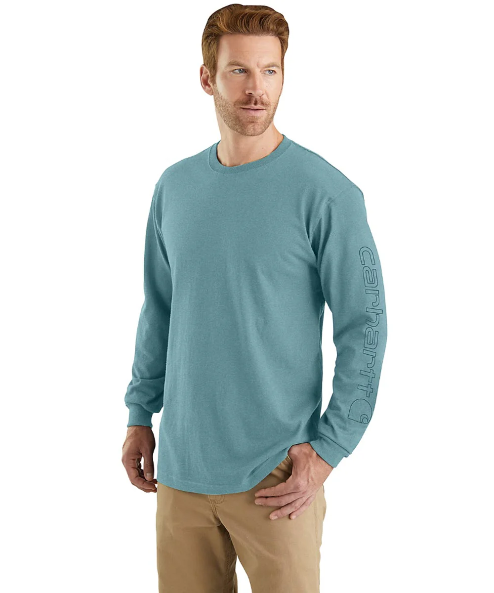 Carhartt Signature Sleeve Logo Long-Sleeve T-Shirt - Summer Blue Heather