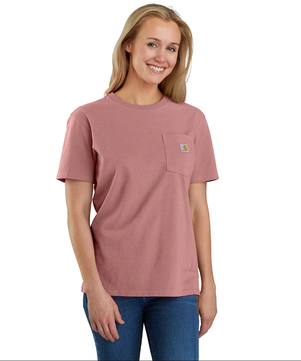 Carhartt Women’s WK87 Short Sleeve Pocket T-Shirt - Rose Tint Heather