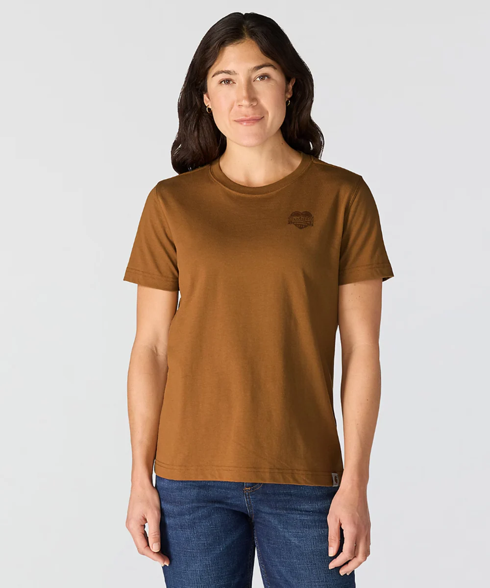 Carhartt Women's Irvine Heritage Heart T-shirt - Carhartt Brown - Image 3