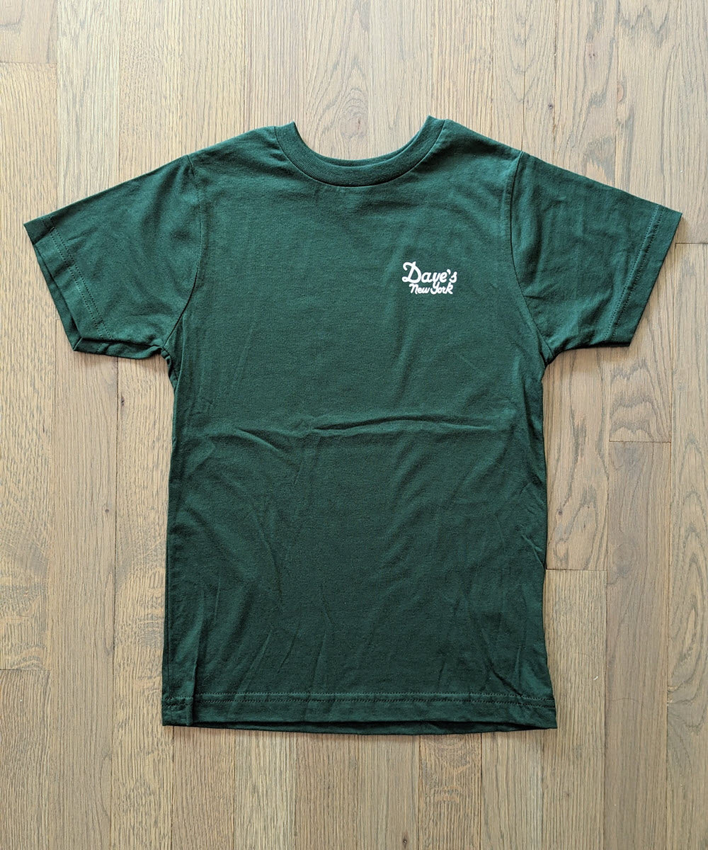 Dave's New York Kids Vintage Logo Short Sleeve T-Shirt - Forest Green