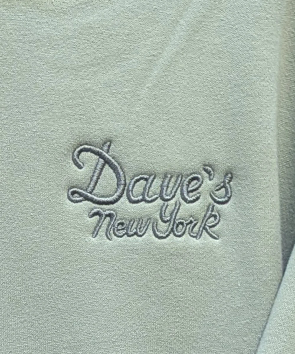 Dave's New York Vintage Logo Embroidered Crew Neck Sweatshirt - Sage - Image 2