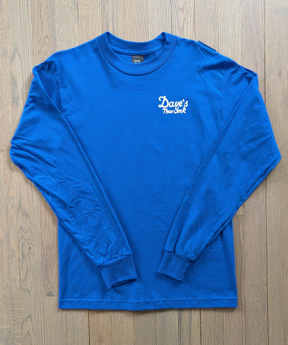 Dave's New York Vintage Logo Long Sleeve T-shirt - Royal Blue