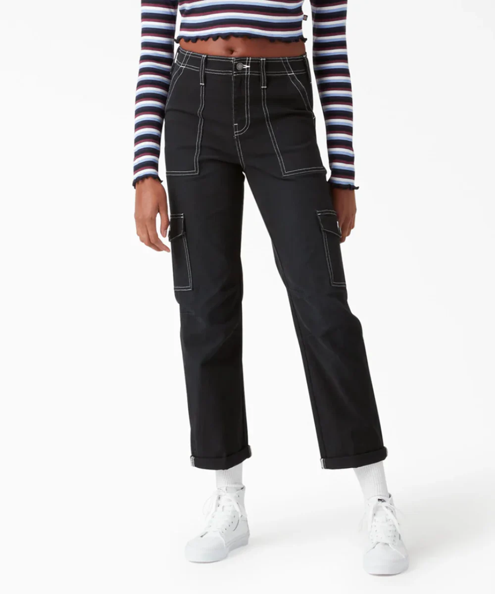 Dickies Women's Skinny Fit Cuffed Cargo Pants - Black Duck