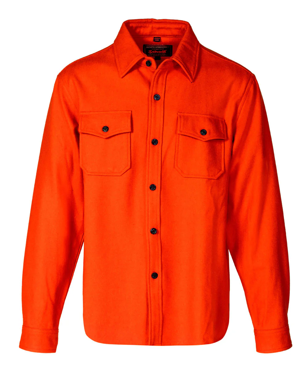 Schott NYC Men’s CPO Wool Shirt - Orange