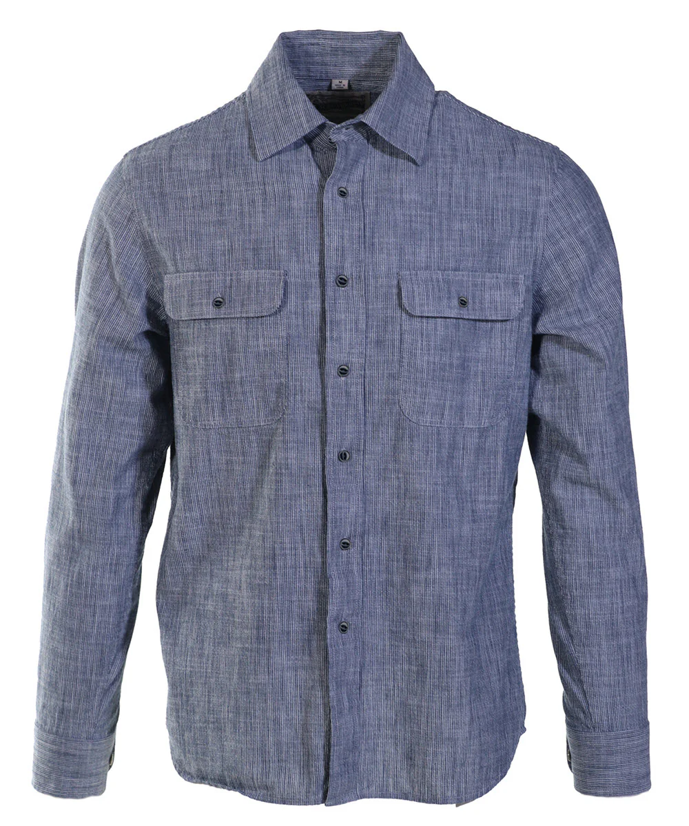 Schott NYC Men's Long Sleeve Denim Shirt - Ticking Stripe