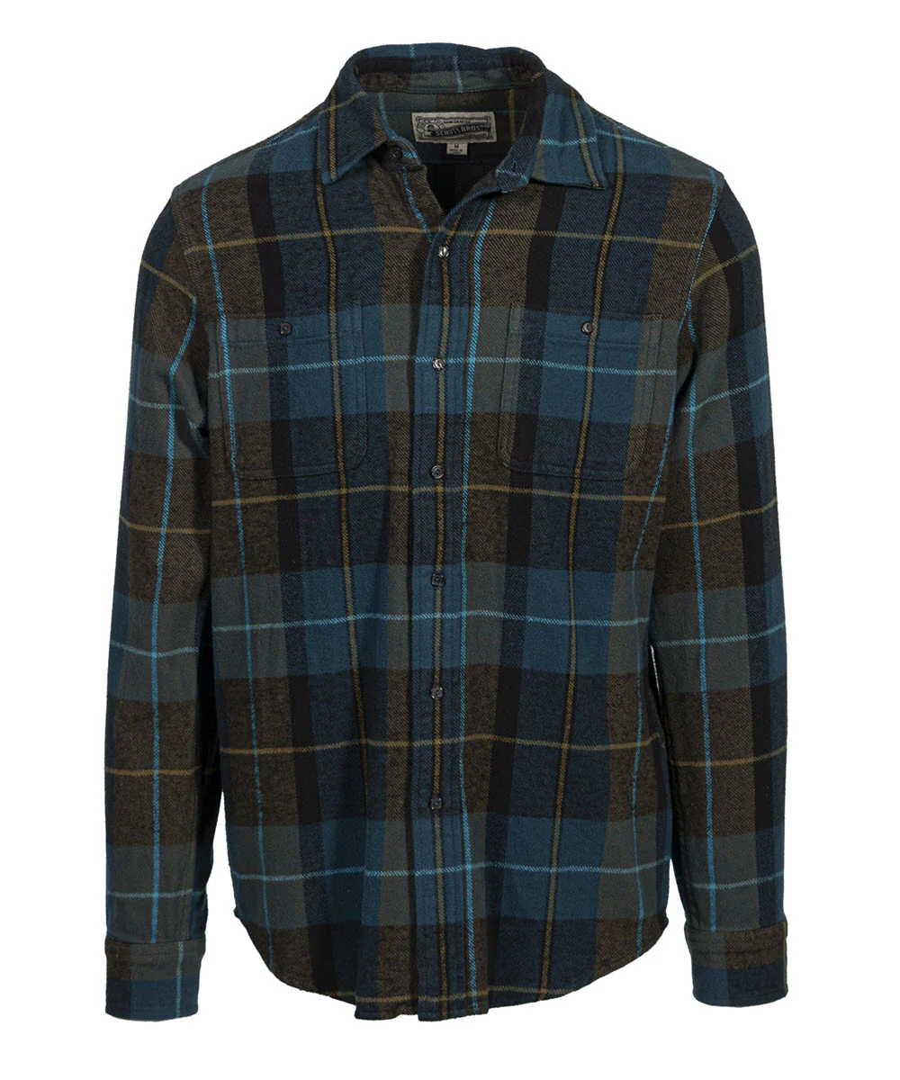 Schott NYC Men's Plaid Flannel Shirt - Blue/Green
